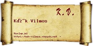 Kék Vilmos névjegykártya